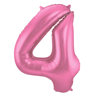 Folat Folieballon Cijfer 4 - Roze Metallic Mat - 86 cm