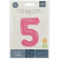 Folieballon Cijfer 5 - Roze Metallic Mat - 86 cm