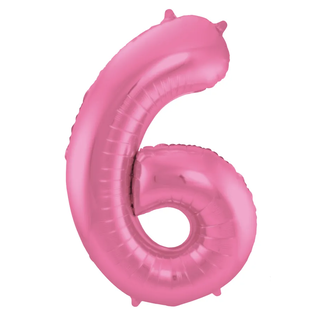 Folat Folieballon Cijfer 6 - Roze Metallic Mat - 86 cm