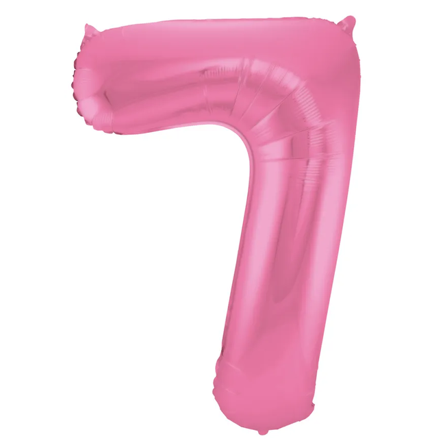 Folieballon Cijfer 7 - Roze Metallic Mat - 86 cm