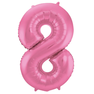 Folat Folieballon Cijfer 8 - Roze Metallic Mat - 86 cm