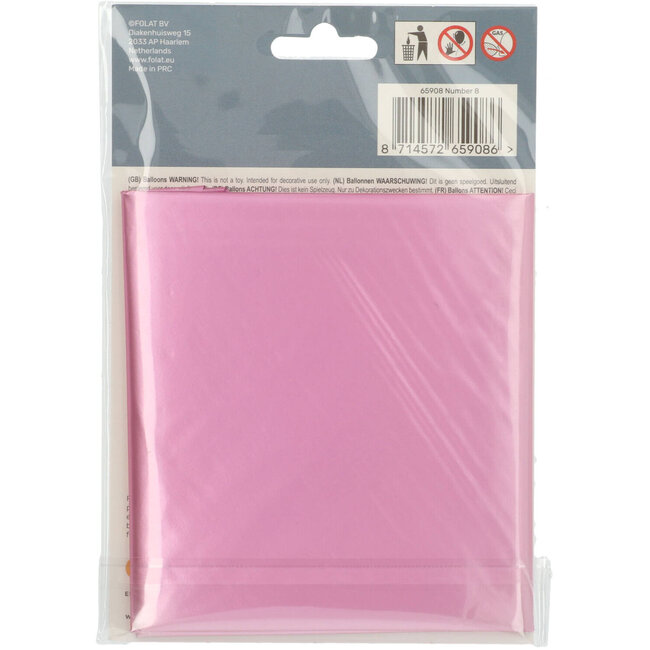 Folieballon Cijfer 8 - Roze Metallic Mat - 86 cm