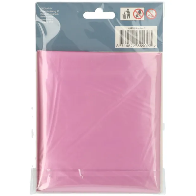 Folieballon Cijfer 9 - Roze Metallic Mat - 86 cm