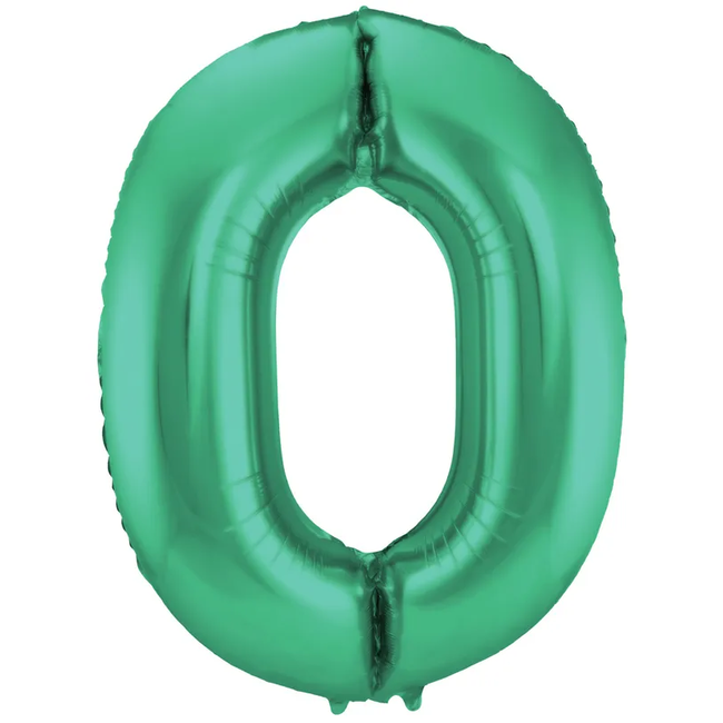 Folieballon Cijfer 0 - Groen Metallic Mat - 86cm