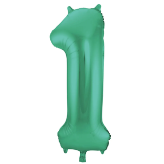 Folat Folieballon Cijfer 1 - Groen Metallic Mat - 86cm