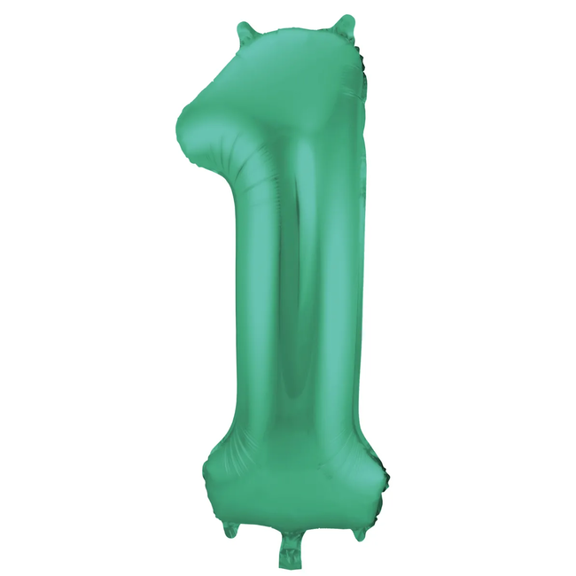 Folieballon Cijfer 1 - Groen Metallic Mat - 86cm