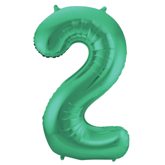 Folat Folieballon Cijfer 2 - Groen Metallic Mat - 86cm