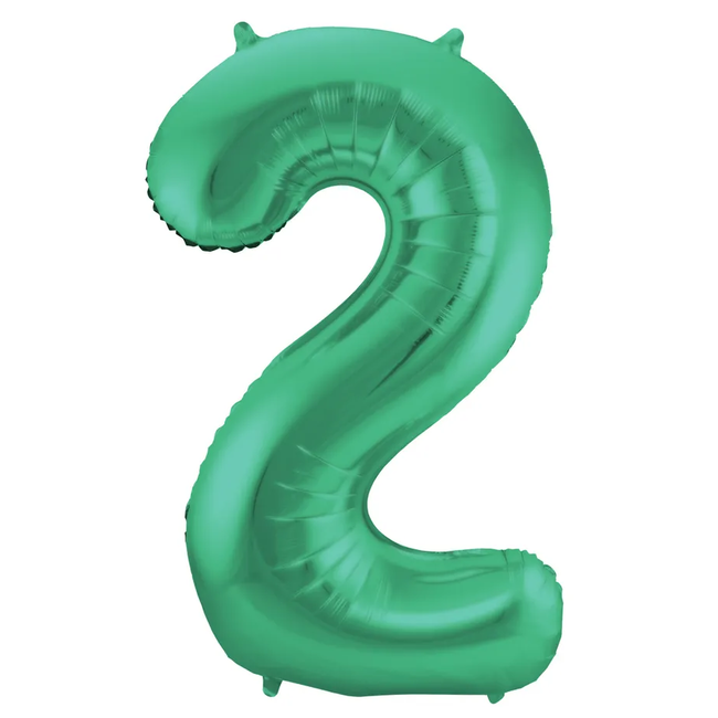 Folieballon Cijfer 2 - Groen Metallic Mat - 86cm