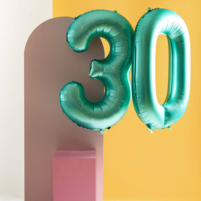 Folieballon Cijfer 4 - Groen Metallic Mat - 86cm