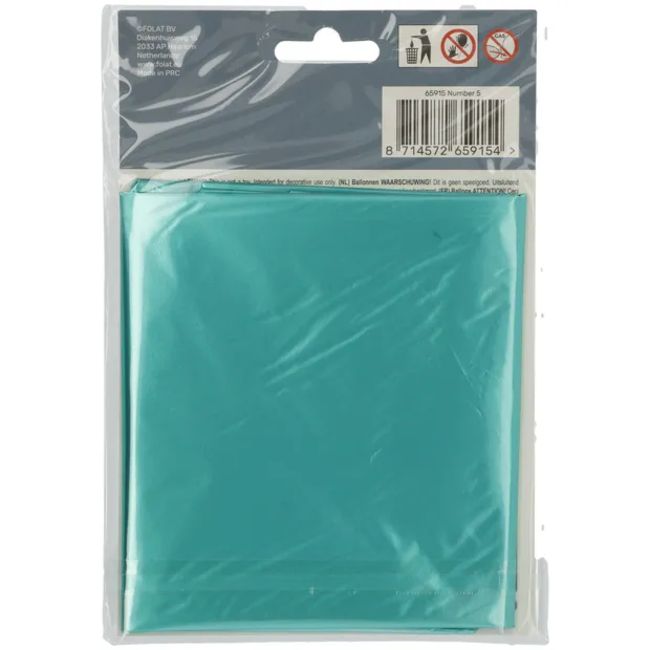 Folieballon Cijfer 5 - Groen Metallic Mat - 86cm