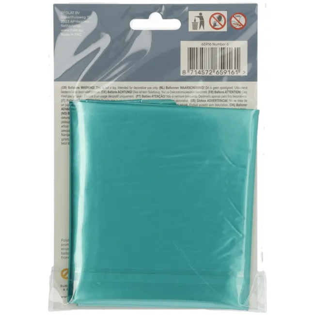 Folieballon Cijfer 6 - Groen Metallic Mat - 86cm