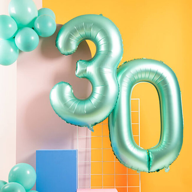 Folieballon Cijfer 9 - Groen Metallic Mat - 86cm