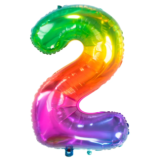 Folat Folieballon Cijfer 2 Yummy Gummy Rainbow - 81 cm