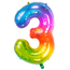 Folieballon Cijfer 3 Yummy Gummy Rainbow - 81 cm