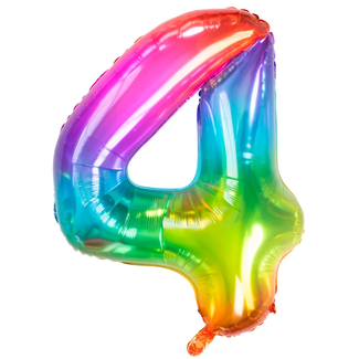 Folat Folieballon Cijfer 4 Yummy Gummy Rainbow - 81 cm
