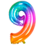 Folieballon Cijfer 9 Yummy Gummy Rainbow - 81 cm