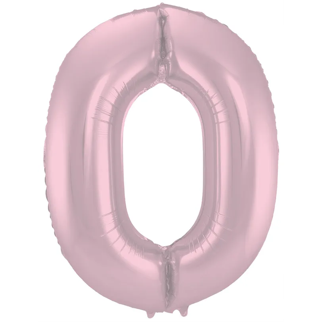 Folieballon Cijfer 0 Pastel Roze Metallic Mat - 86 cm