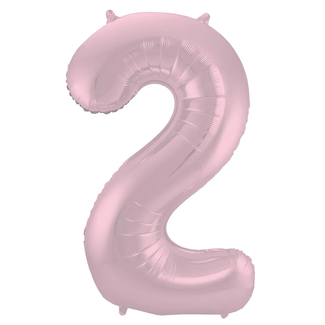 Folat Folieballon Cijfer 2 Pastel Roze Metallic Mat - 86 cm