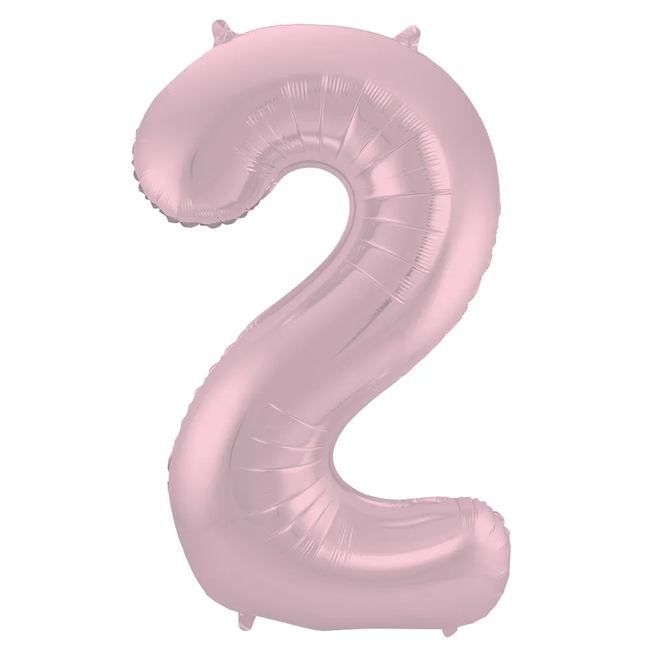 Folieballon Cijfer 2 Pastel Roze Metallic Mat - 86 cm