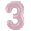 Folieballon Cijfer 3 Pastel Roze Metallic Mat - 86 cm