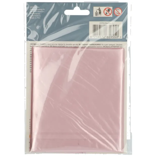 Folieballon Cijfer 5 Pastel Roze Metallic Mat - 86 cm