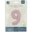 Folieballon Cijfer 9 Pastel Roze Metallic Mat - 86 cm