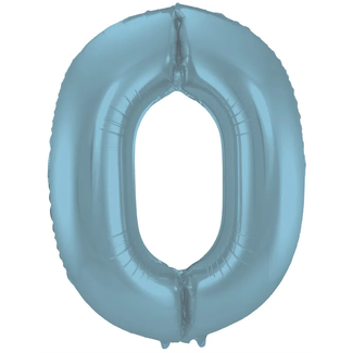 Folat Folieballon Cijfer 0 Pastel Blauw Metallic Mat - 86 cm