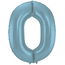 Folieballon Cijfer 0 Pastel Blauw Metallic Mat - 86 cm