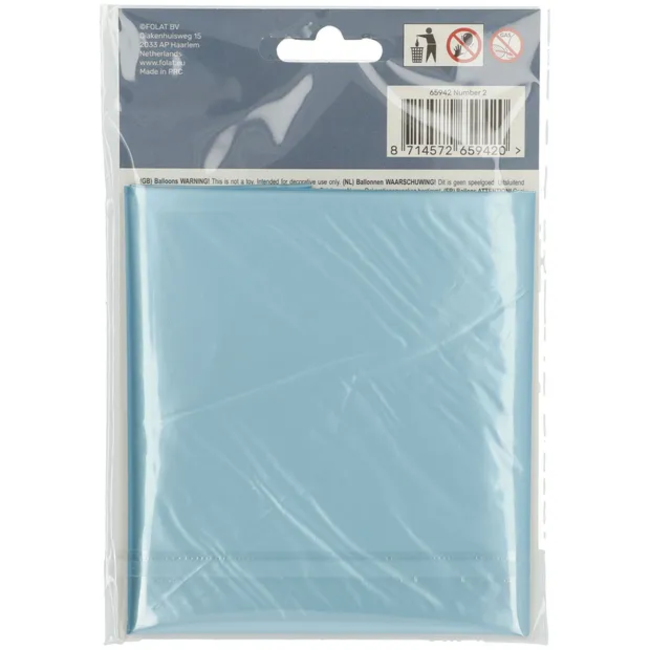 Folieballon Cijfer 2 Pastel Blauw Metallic Mat - 86 cm