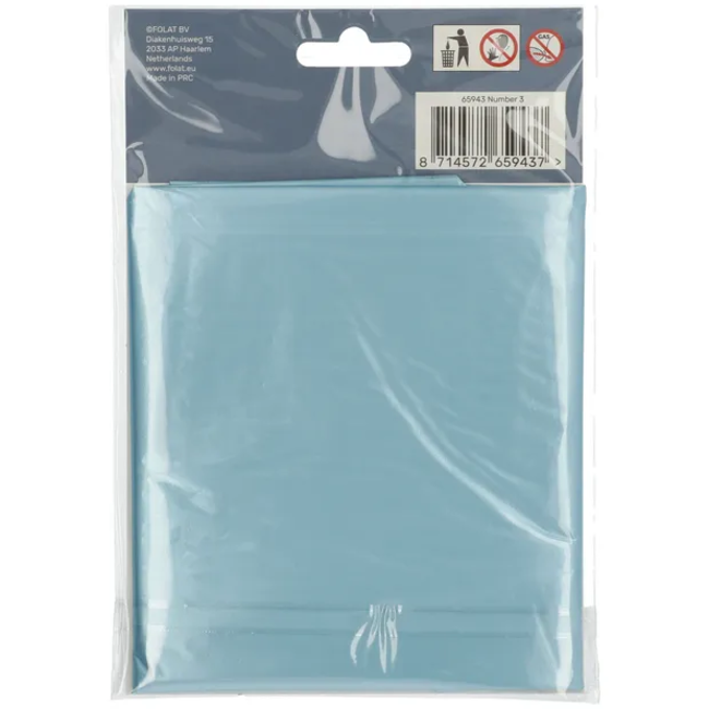 Folieballon Cijfer 3 Pastel Blauw Metallic Mat - 86 cm