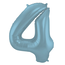 Folieballon Cijfer 4 Pastel Blauw Metallic Mat - 86 cm