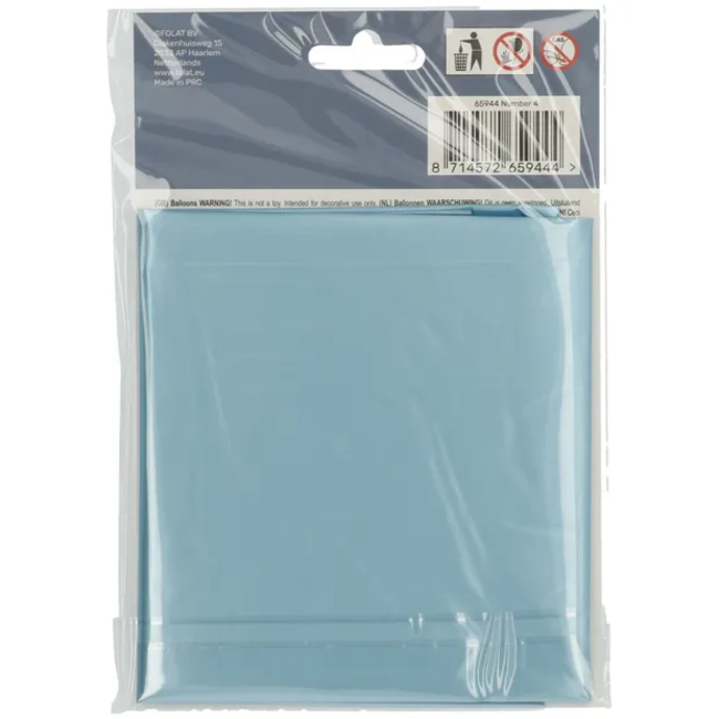 Folieballon Cijfer 4 Pastel Blauw Metallic Mat - 86 cm