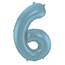 Folieballon Cijfer 6 Pastel Blauw Metallic Mat - 86 cm