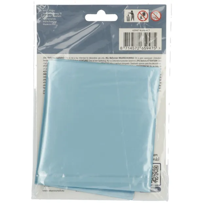 Folieballon Cijfer 7 Pastel Blauw Metallic Mat - 86 cm