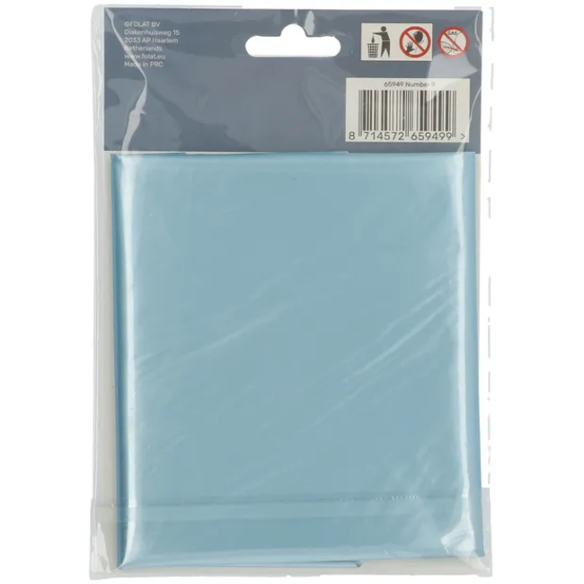 Folieballon Cijfer 9 Pastel Blauw Metallic Mat - 86 cm