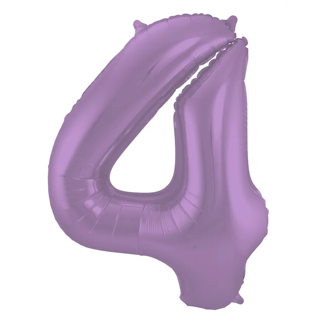 Folieballon Cijfer 4 Paars Metallic Mat - 86 cm