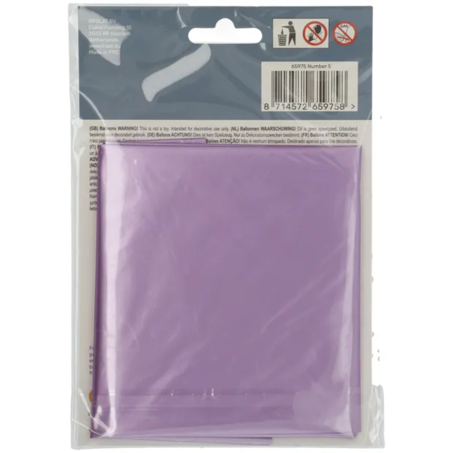 Folieballon Cijfer 5 Paars Metallic Mat - 86 cm