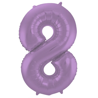 Folat Folieballon Cijfer 8 Paars Metallic Mat - 86 cm