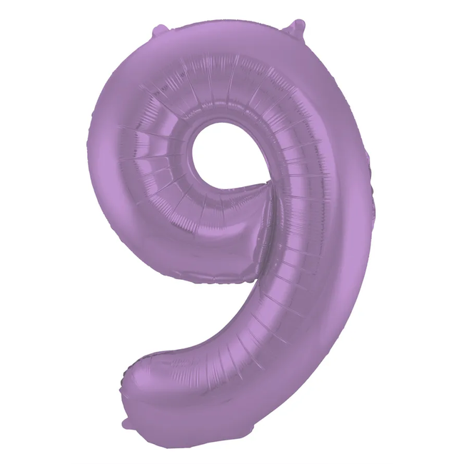 Folieballon Cijfer 9 Paars Metallic Mat - 86 cm