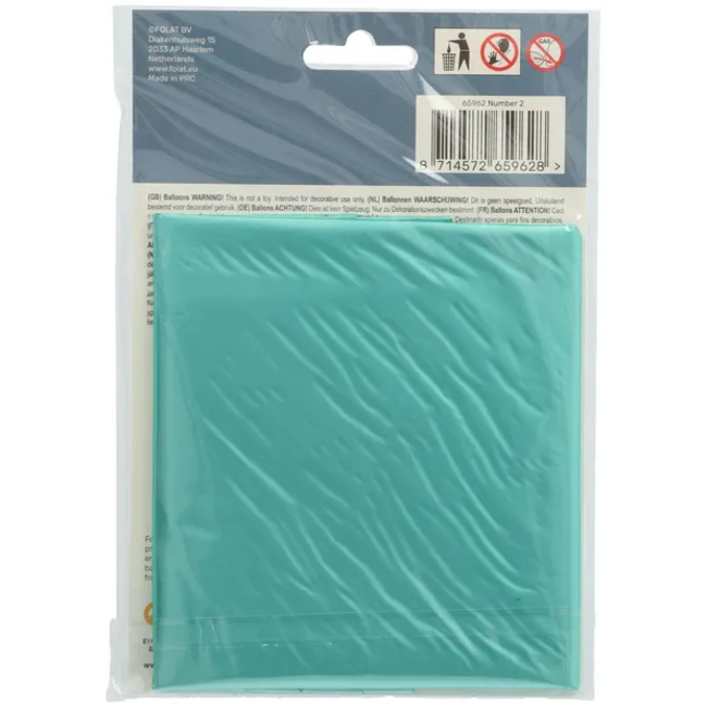 Folieballon Cijfer 2 Pastel Aqua Metallic Mat - 86 cm