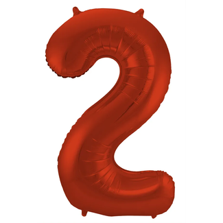 Folat Folieballon Cijfer 2 Rood Metallic Mat - 86 cm