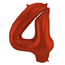 Folieballon Cijfer 4 Rood Metallic Mat - 86 cm