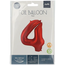 Folieballon Cijfer 4 Rood Metallic Mat - 86 cm