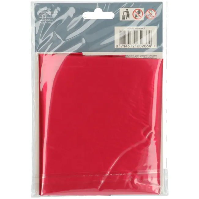 Folieballon Cijfer 6 Rood Metallic Mat - 86 cm