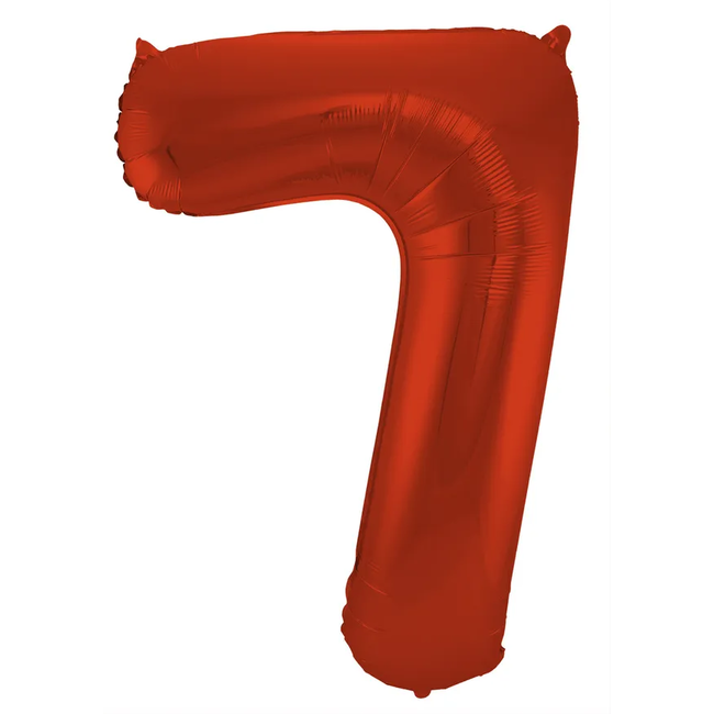 Folieballon Cijfer 7 Rood Metallic Mat - 86 cm