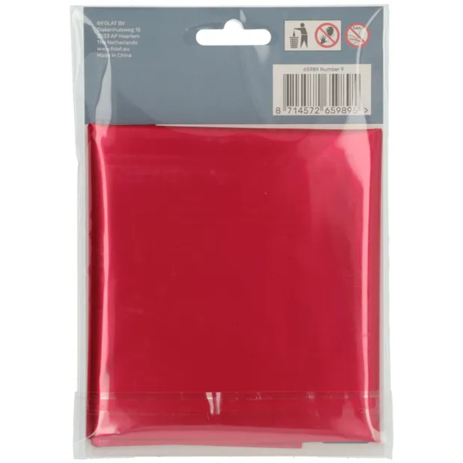 Folieballon Cijfer 9 Rood Metallic Mat - 86 cm