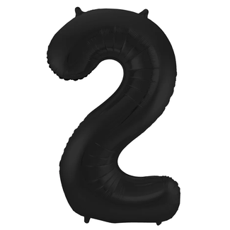 Folat Folieballon Cijfer 2 Zwart Metallic Mat - 86 cm