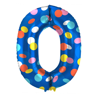 Folat Folieballon Cijfer 0 Colorful Dots - 86 cm