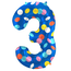 Folieballon Cijfer 3 Colorful Dots - 86 cm
