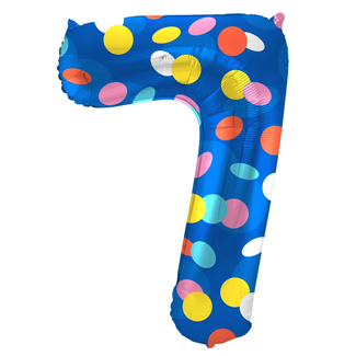 Folat Folieballon Cijfer 7 Colorful Dots - 86 cm